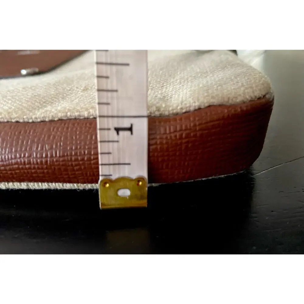 KNOMO Cream Canvas w/Leather Trim Padded Laptop Sleeve